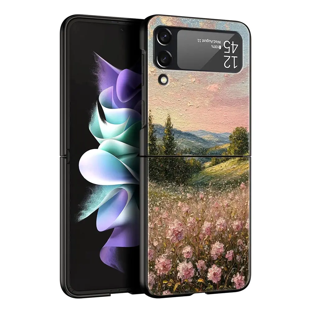 Claude Monet Garden Art Phone Case - Elegant Folding Hard Cover Design