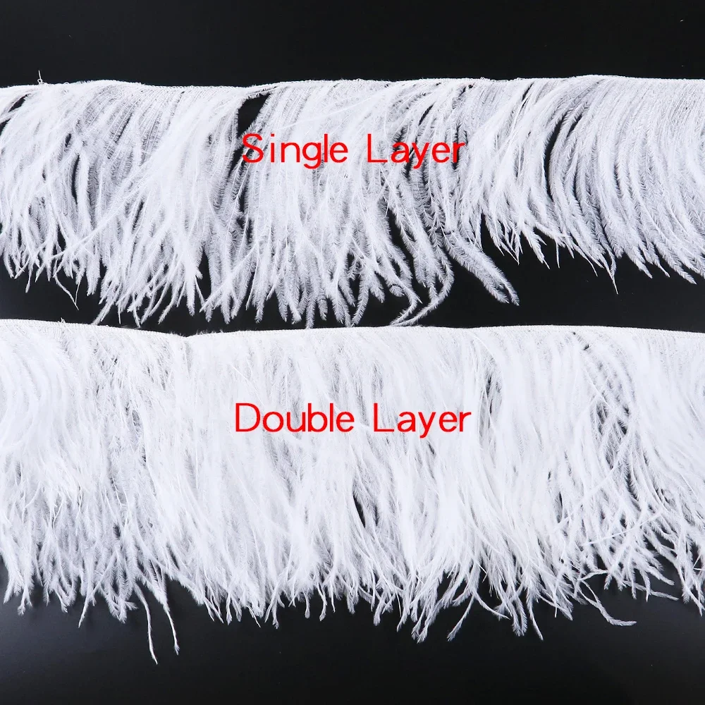 Rifiniture in piuma di struzzo di alta qualità con frange in piuma bianca naturale rifiniture in nastro per abiti da festa accessori da sposa per cucire 1 M - immagine 6
