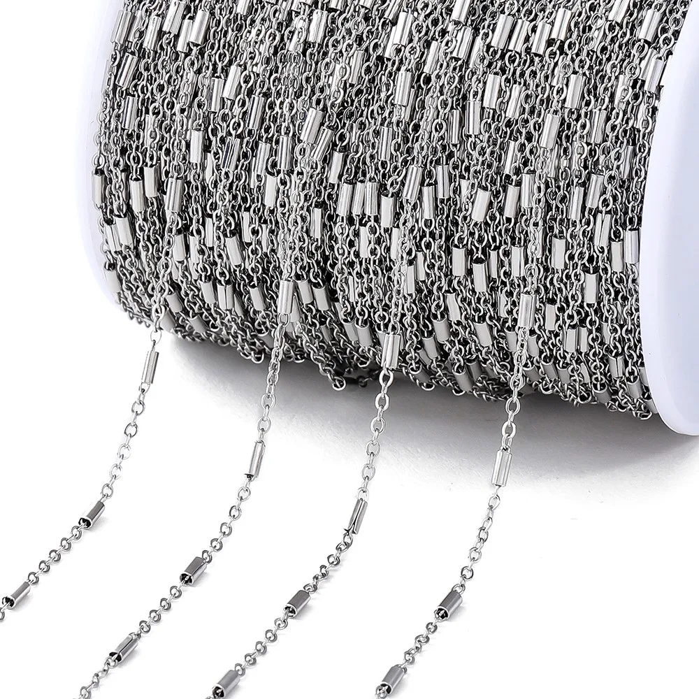 Gold Stainless Steel Beaded Chain for Jewelry Making - 2 Meters