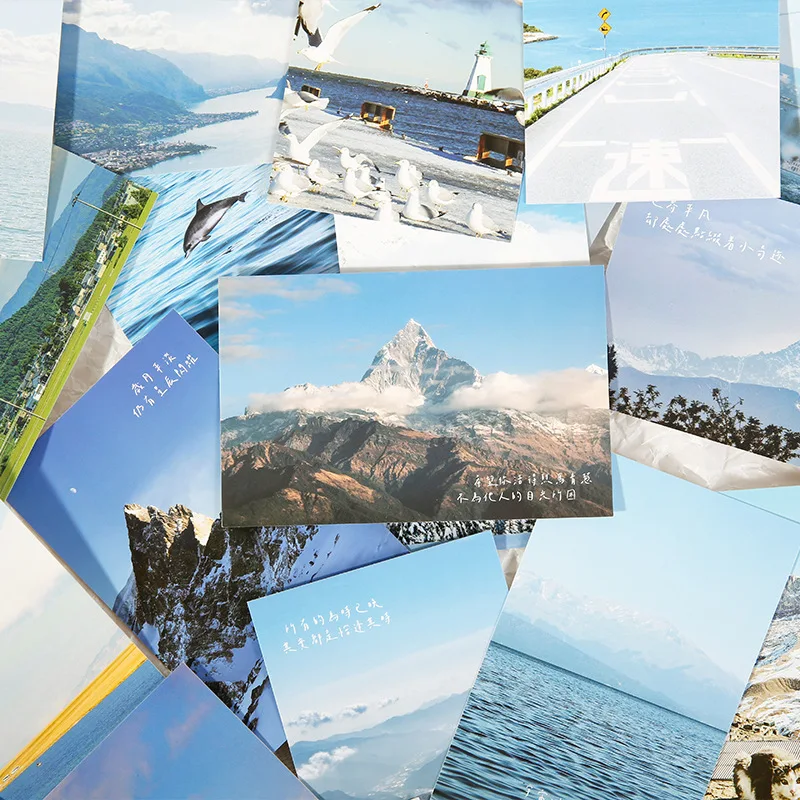 30 Sheets/Set Gentle Mountain And Sea Series Postcard INS Style Fantasy Ocean Mountain Decoration Card Greeting Message Cards