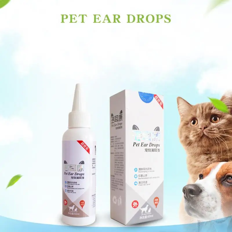 

Cat Dog Ear Cleaner Pet Ear Drops With Cotton Swab For Control Yeast Mites Removes Ear Mites