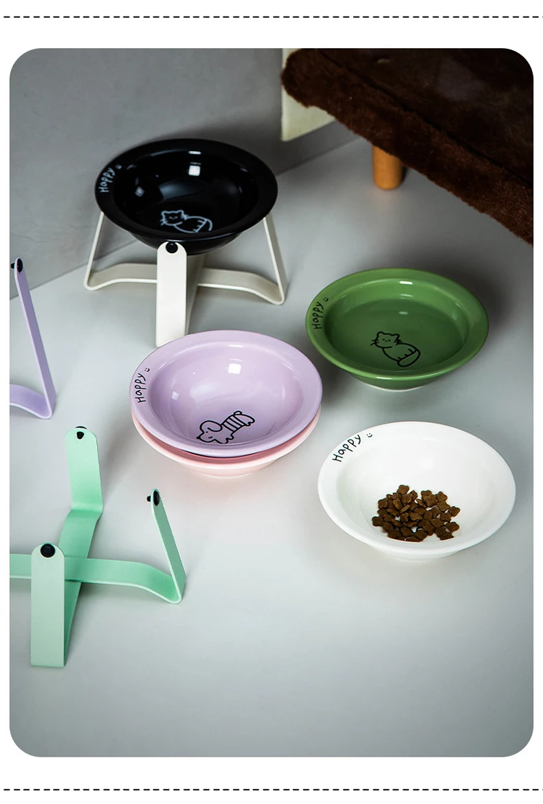 Tilted Ceramic Pet Bowl with Metal Stand – Elevated Design Non-Slip Easy to Clean - PeticaDeals