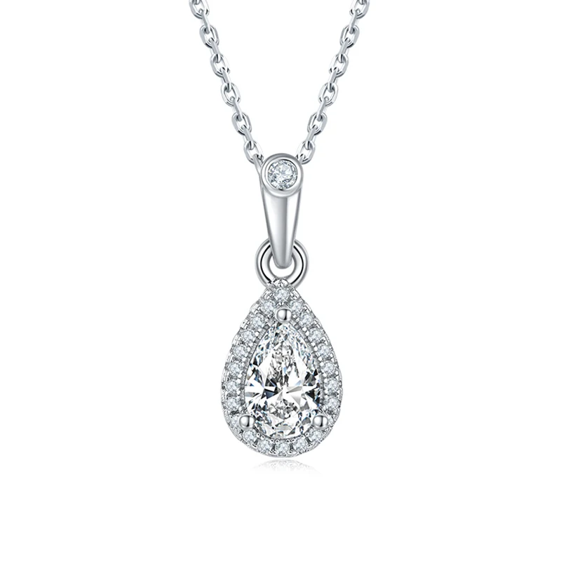 SGARIT Moissanite Jewelry S925 Silver Jewelry Set 1CT Pear Cut VVS1D Moissanite Dimoand Pendant and Fashion Earrings For Women