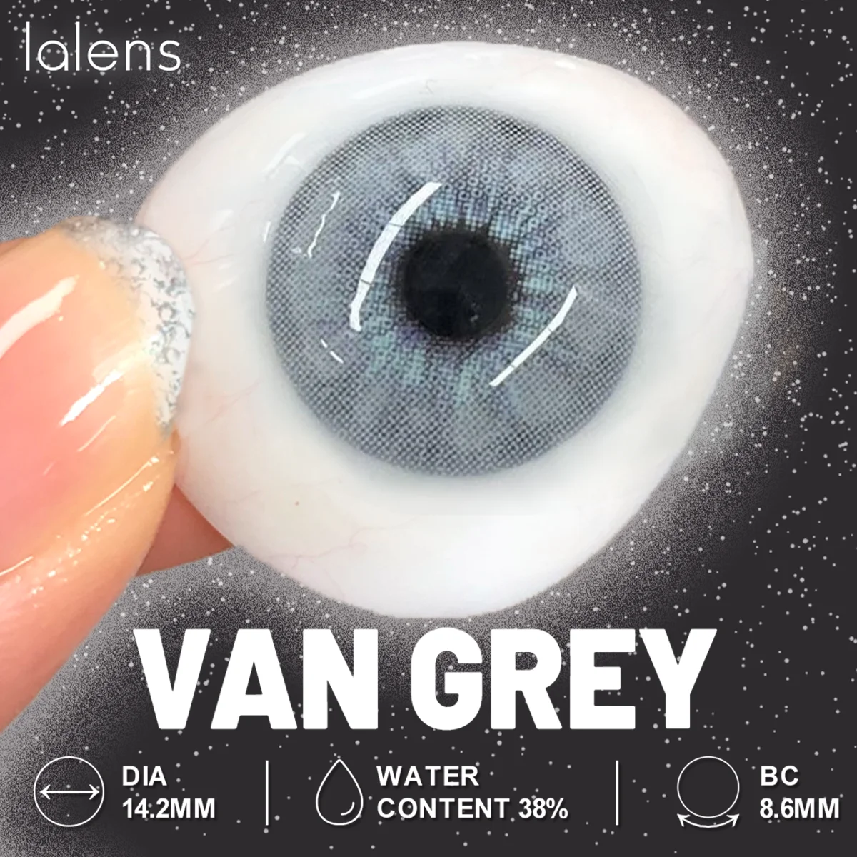 Lalens Cleopatra Grey Colored Contact Lenses - Natural Eye Beauty Enhancement, Soft Cosmetic Lens Duo
