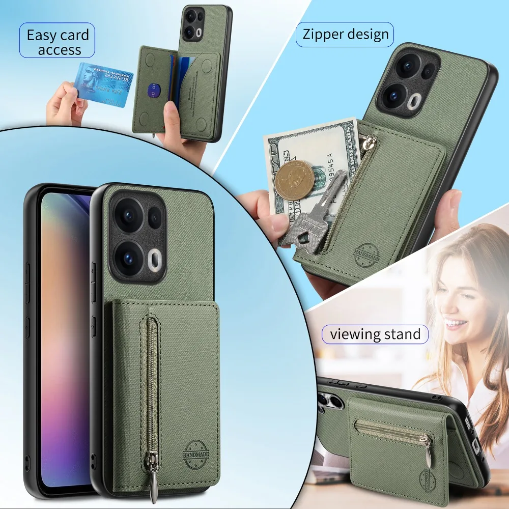 Luxury Zipper Card Holder Leather Wallet Phone Case