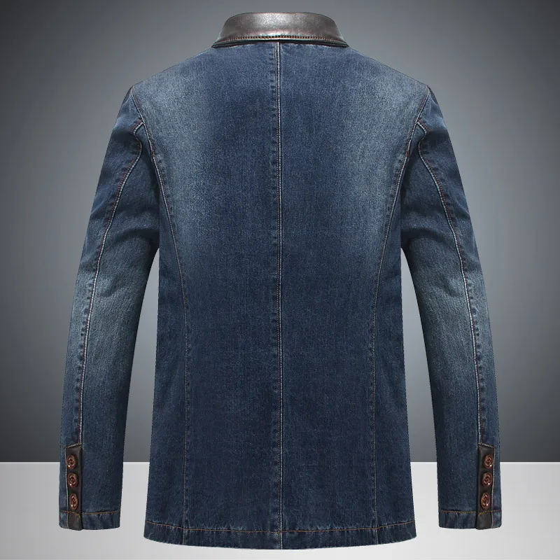 Casual Suit Navy Blue Denim Suit Men's Jacket XL Size