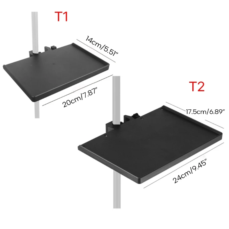 Microphone Stand Trays Clamp-On Mic Rack Trays Height Adjustable with O-Rings Clamps Mic Sound Card Holders