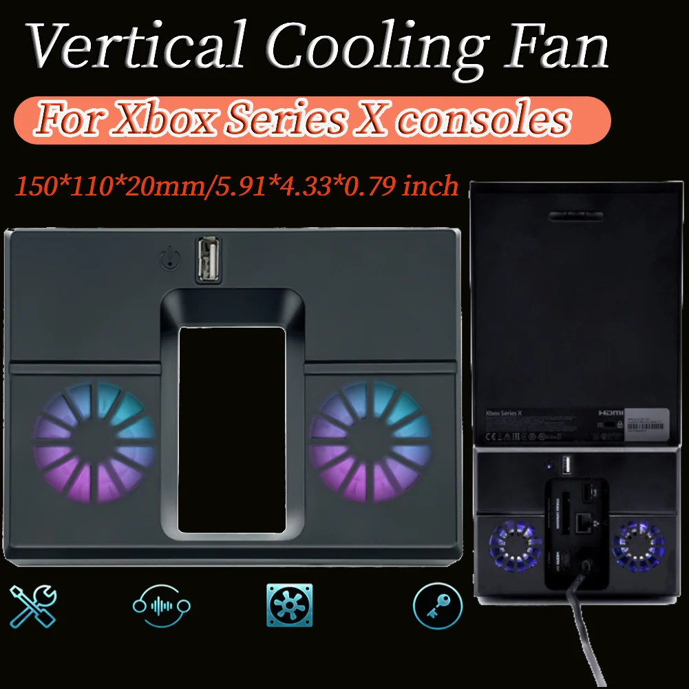 Vertical Cooling Fan Station with Dual Quiet Fans and USB Cooling Stand for Xbox Series X