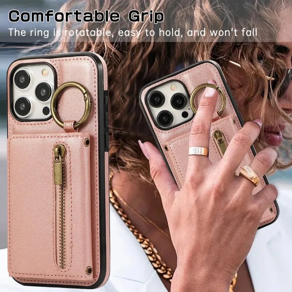 Sleek Crossbody Leather Phone Case with Zipper Wallet & Card Holder