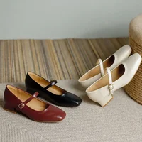 2024 Summer Women 3cm High Heels Concise Wine Red Office Pumps Female Metal Buckle Strap High Heels Lady Sweet Mary Jane Shoes 2