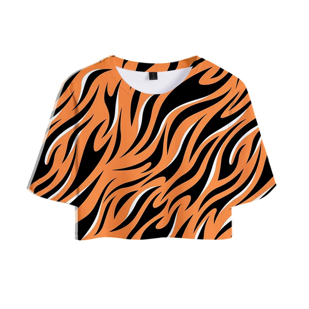 Модная летняя рубашка с принтом тигра в полоску 3D из двух частей женская модная