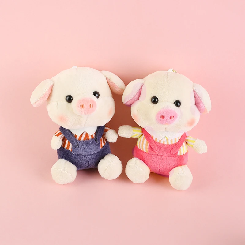 

13CM Cute Pluff Pig Keychain Simulation Lovely Keychain Ladies Bag Plush Toy Doll Hangings Cute Student Backpack Pendant