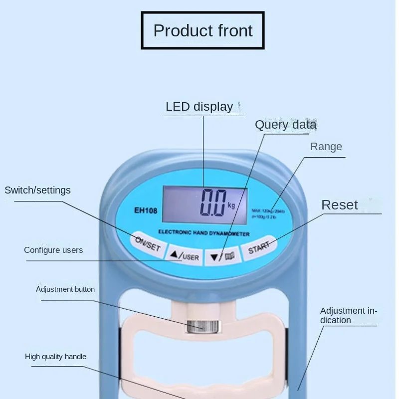디지털 핸드 동력계 그립 강도 트레이너 전자 테스터, 계량기 게이지 측정기, USB LCD 화면, 스포츠 가정 학교