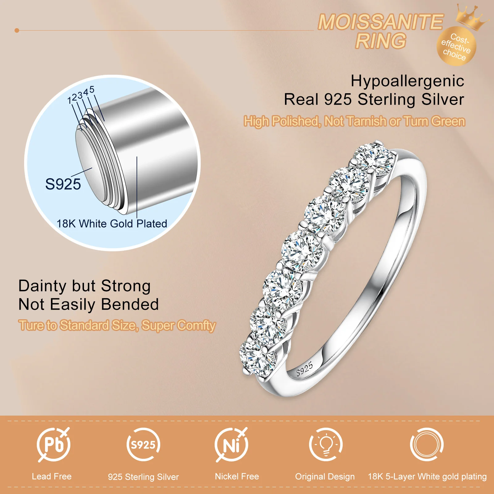 Dazzlingrock Collection Anillo De Boda De Eternidad De Oro De