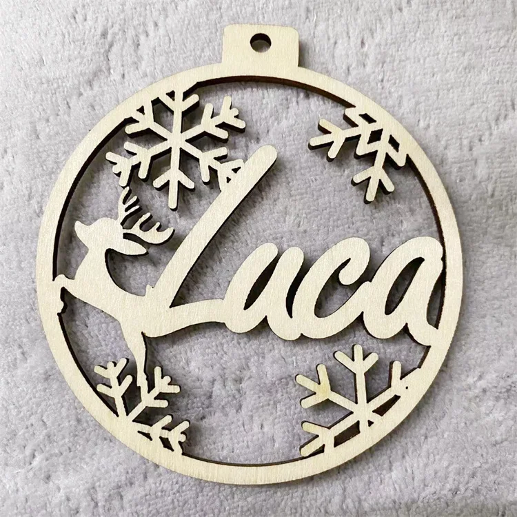 thumbnail image 1 of Personalized Christmas Snowflake Ball Custom Laser Cut Baubles Different Name Ornament Christmas Hanging Gift Tree Wooden Tags, 1 of 5