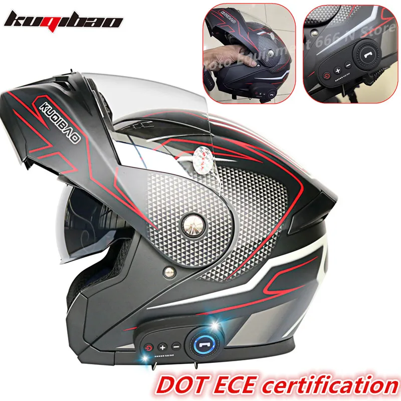 

Умный Bluetooth шлем Kuqibao, Универсальный мотоциклетный защитный шлем с сертификатом DOT ECE