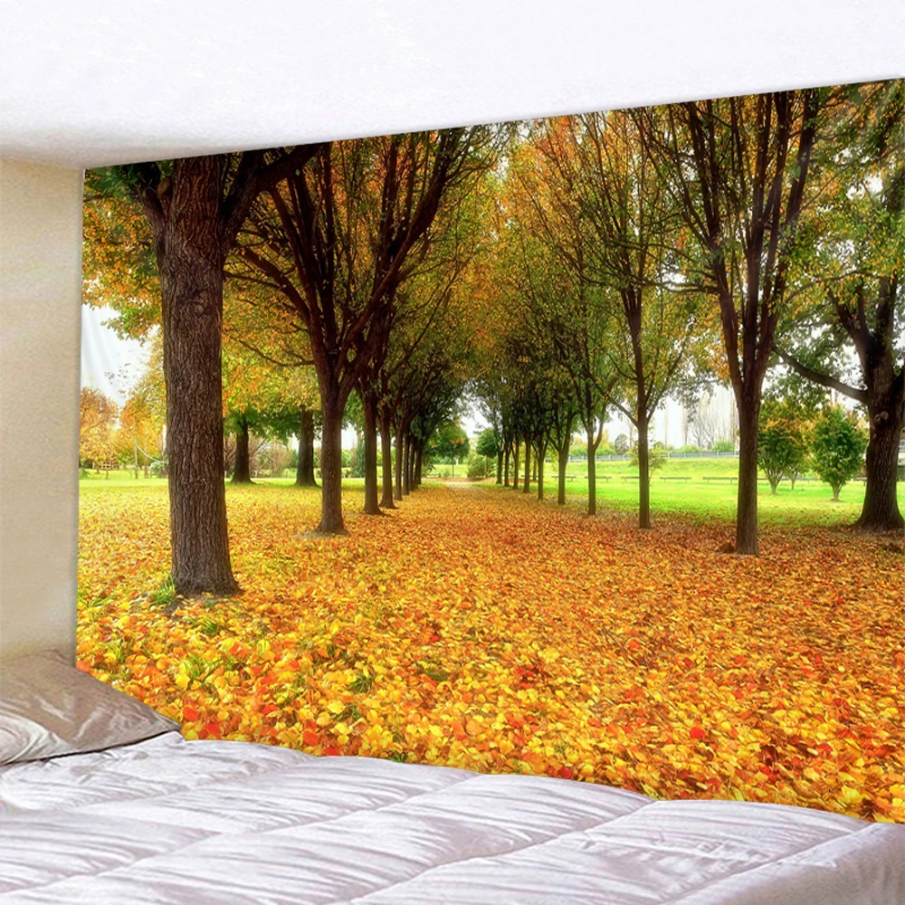 Charming Forest Treetop Landscape Tapestry Green Fresh Natural Printing Wall Hanging Home Decoration | Дом и сад