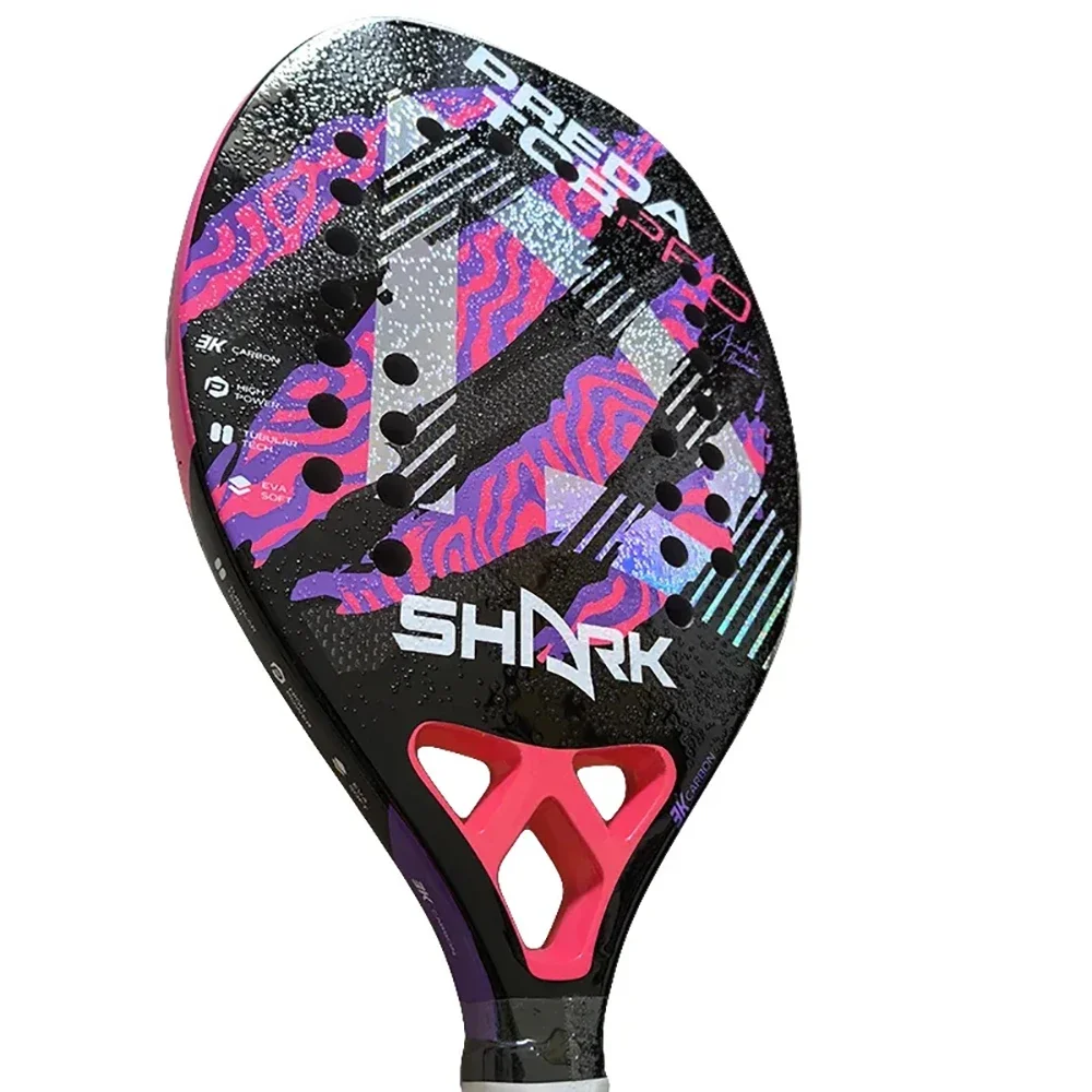 Beach Tennis Racket 3K Full Carbon Fiber Rough Surface Interlayer EVA Foam Opening or Hole in A Utensil Outdoor Sports Racquet