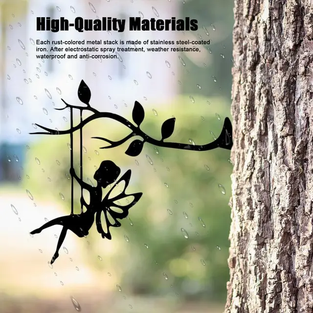 Fém Művészeti Sziluett Udvar Tétje Lengő Pillangó Tündér Hátsó Udvari Dekoráció Élénk Kültéri Jelzés #Wo - Image 2