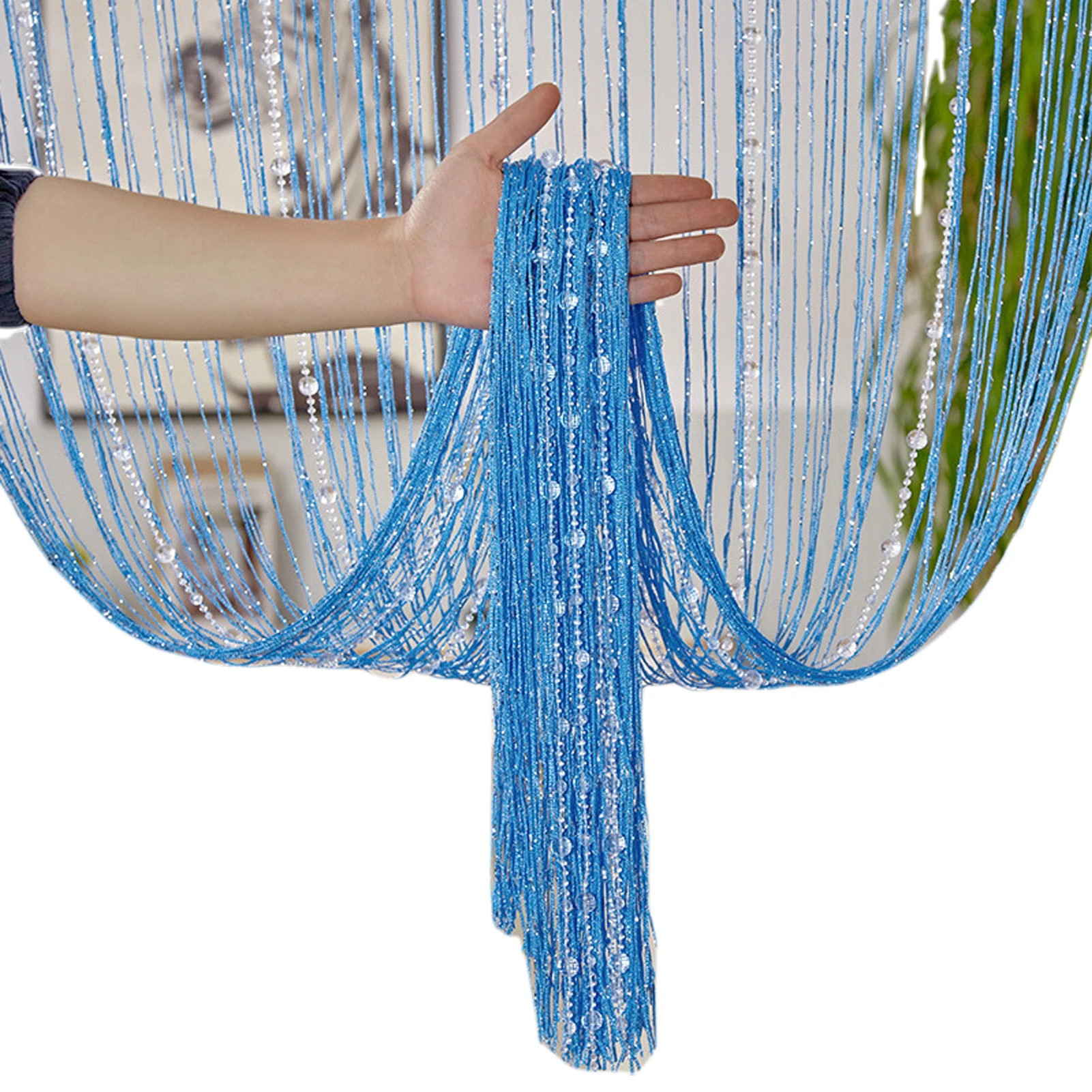 Crystal Bead Curtain - Elegant Beaded String Door Curtain with Shiny Tassels