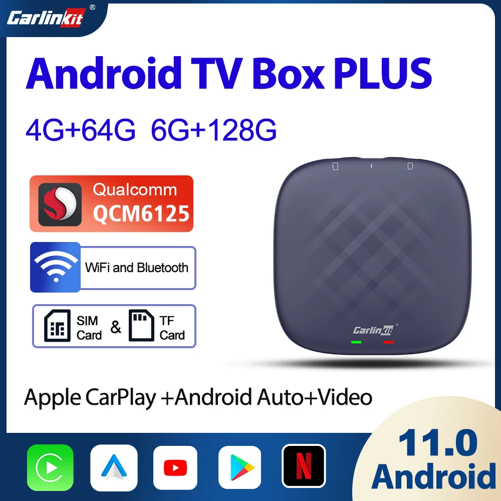 CarlinKit PLUS IPTV Netflix Car TV Box Android 11 CarPlay Ai Box Android Auto Wireless Adapter
