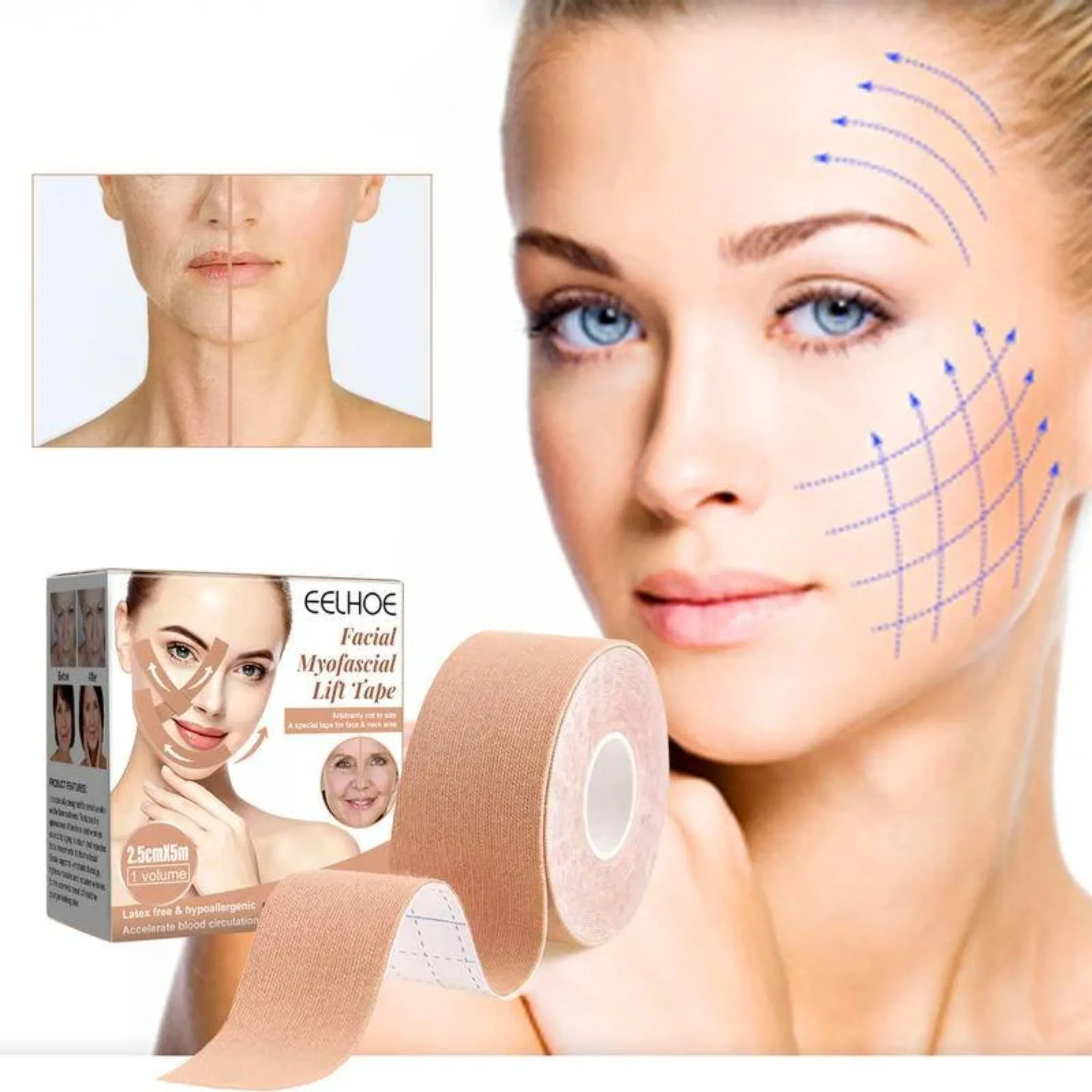 

5m Facial Lift Tape Face Neck Eyes Lifting Wrinkle Remover Sticker Tapes Bandage Elastic V Line Firming Tightening Skin Care