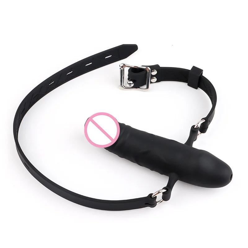 Imbracatura per bondage BDSM con cinturino in silicone regolabile a doppia estremità con bavaglio per bocca e bocca_voghion.com