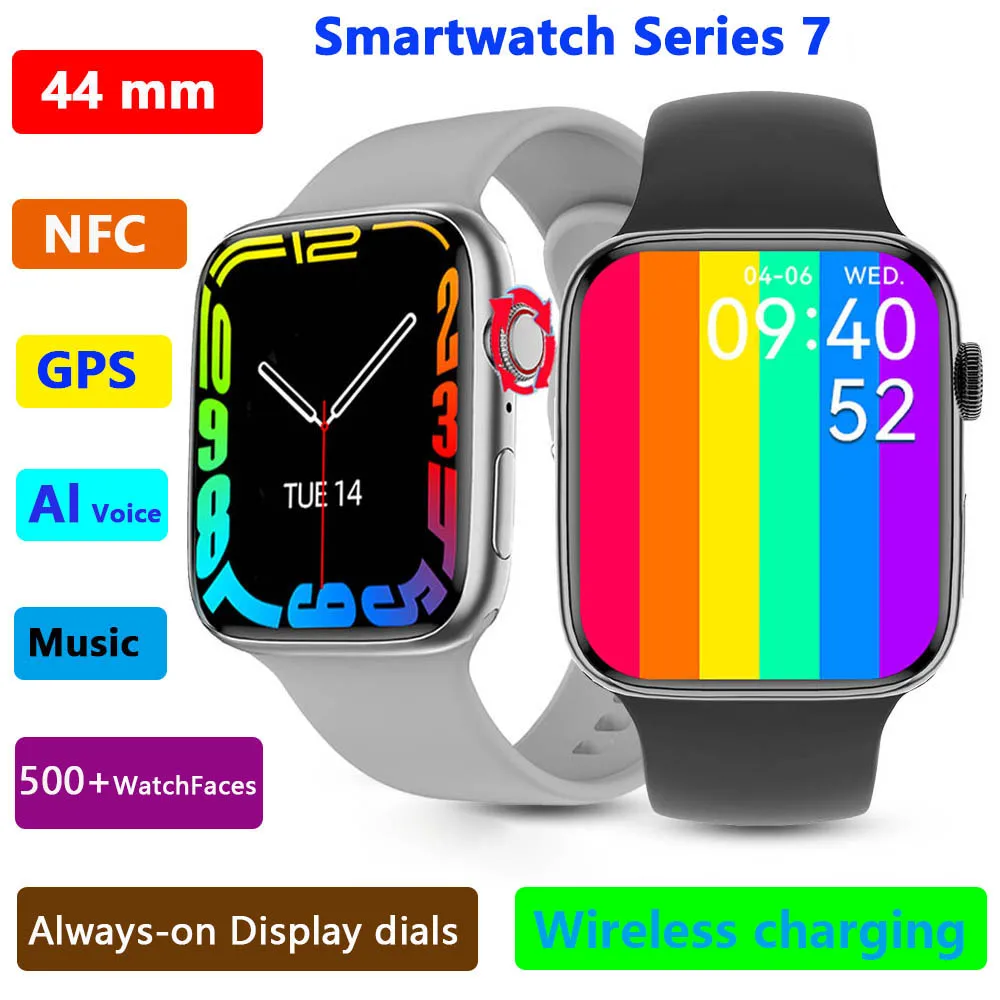 2022 Smart Watch Men Women Bluetooth Call & Wireless Charging & NFC & GPS Fitness Track Smartwatch Series 7 Custom Watch Face