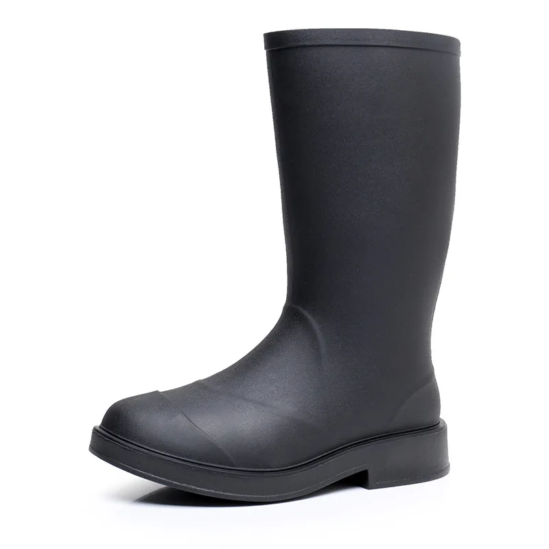 

New Women Fashion Mid-calf PVC Rain Boots Waterproof Non-slip Rainboots Female Water Shoes Wellies Boots