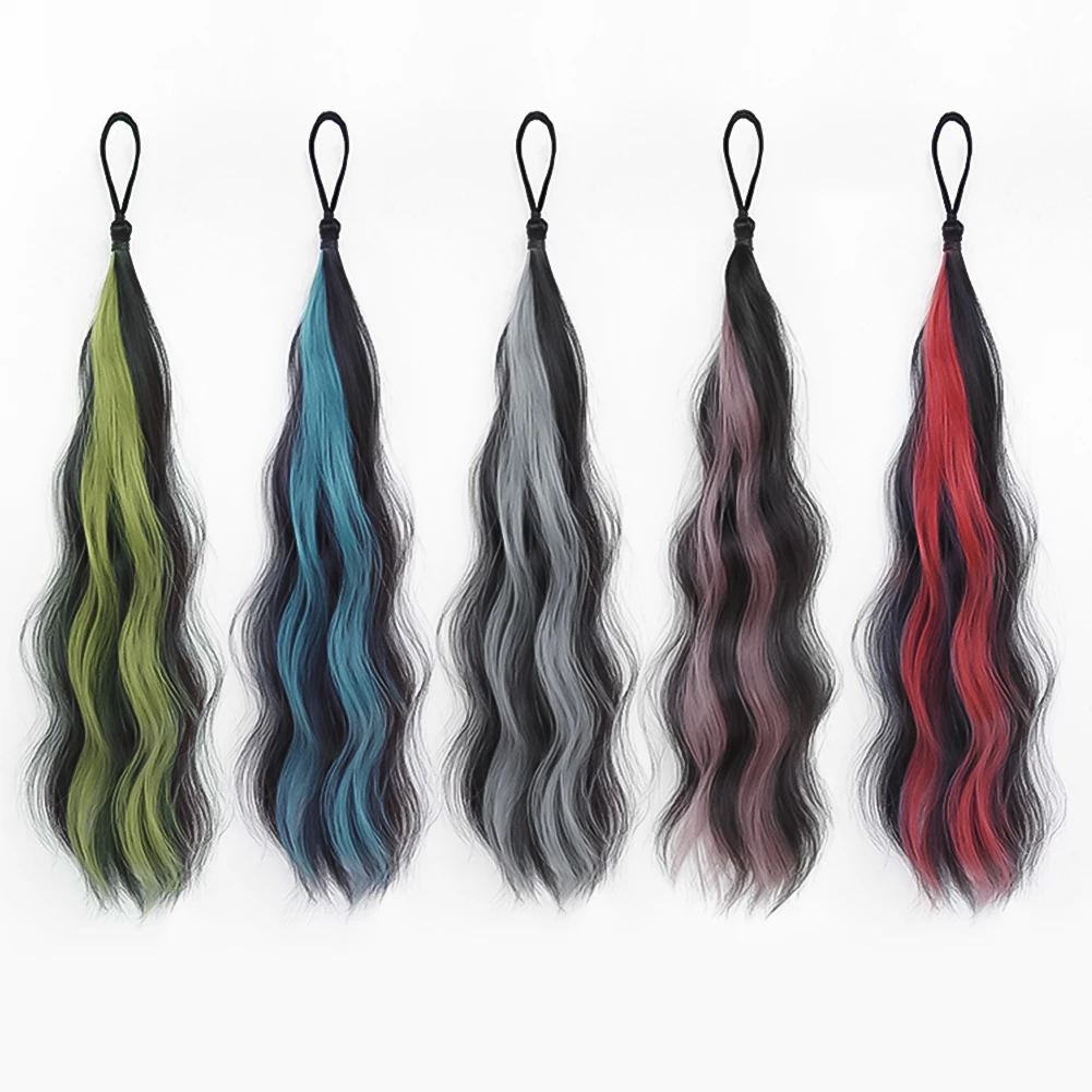 Synthetic Ponytail 1Pc 20Inch Synthetic Wavy Ponytail with Elastic Hair Tie Colorful Braiding Hair Ponytail Extensions Accessories synthetic ponytail synthetic hair accessories