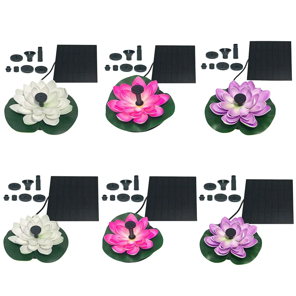 Lotus Shape Floating Garden Fountain Life Up To 20000 Hours Solar Powered Fountain Pump Water Lily Ornaments for Decore Garden
