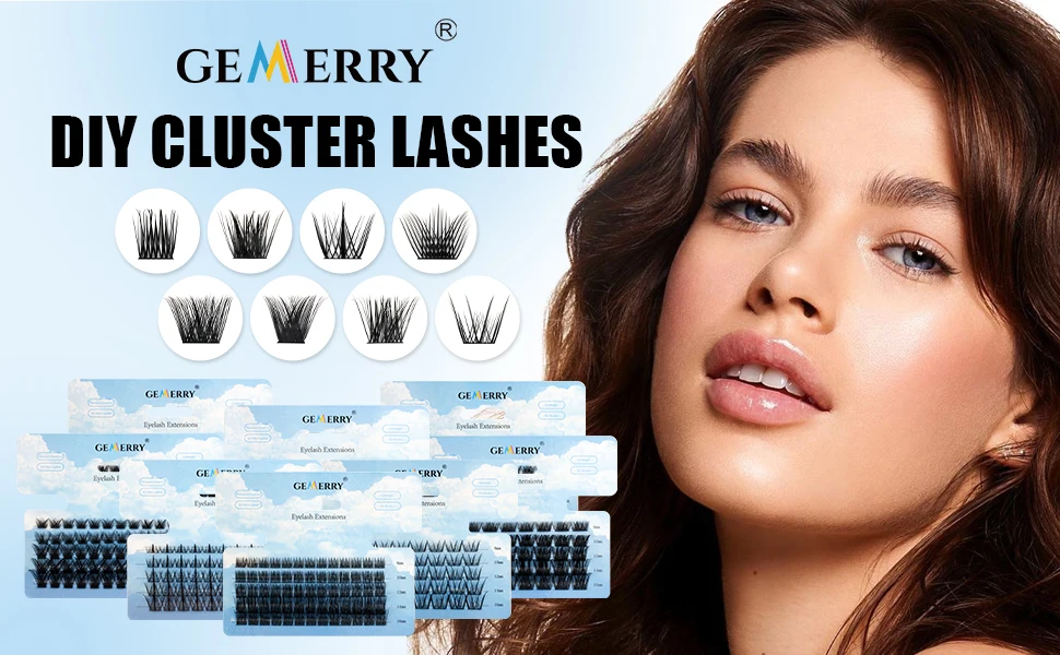Gemerry Cluster Einzelwimpern, 240 Stück, großes Tablett, 30 P/40 P, vorgefertigte Volumenfächer, Fuchs-Augeneffekt, Cosplay-Wimpernverlängerung, Make-up – Detail 8