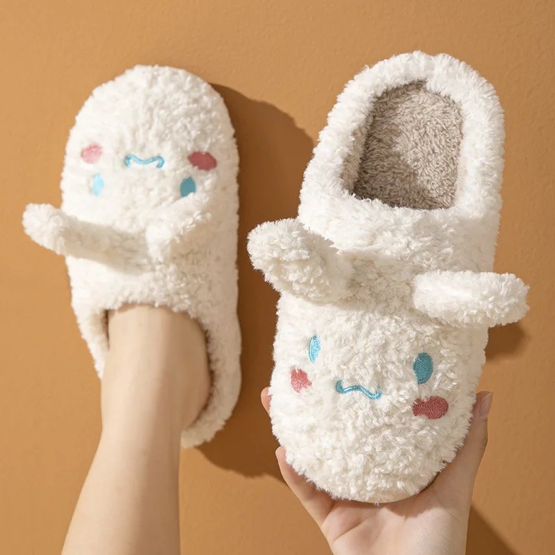 Cotton Slippers Female Cartoon Cute Rabbit Furry Home Couple Winter Warm Indoor Non-slip Male Thickened Big-eared Dog Shoes geometric love flower keychain pendant creative personality car school bag cute male and female key chain ring 3d girl gift