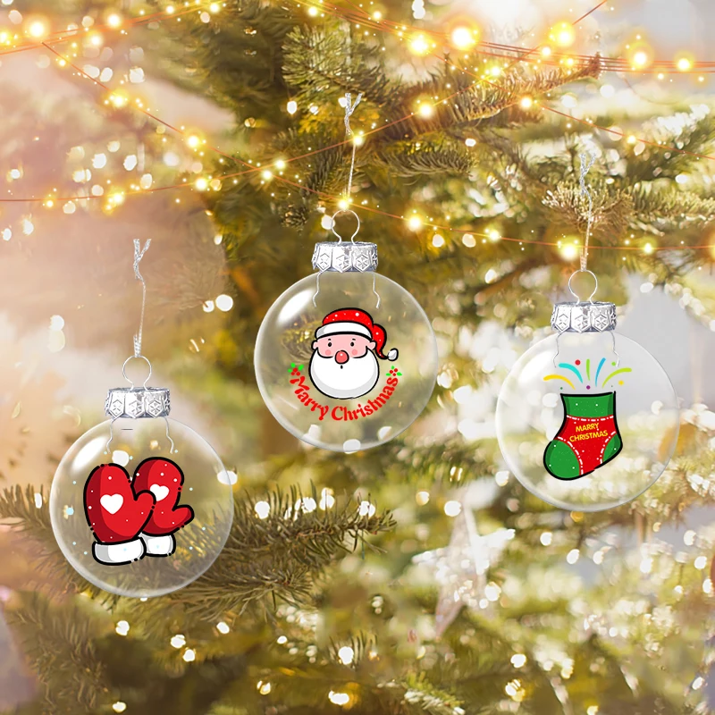 

6Pcs Christmas Transparent Ball DIY Xmas Tree Hanging Ornaments For Home New Year Party Decoration Navidad 2024