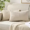 Textured Striped Patchwork Corduroy Throw Pillowcase for Lumbar Pillow Covers 12x20 Inches Cushion Cases Farmhouse Boho Decor 1