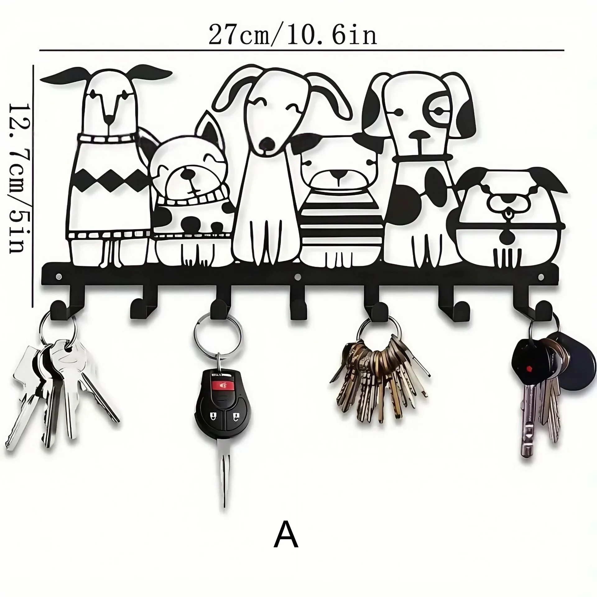 Charming Decorative Wall-Mounted Metal Key Holder with 7 Hooks