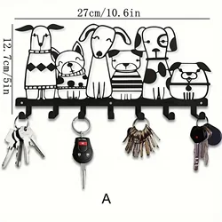 Charming Decorative Wall - Mounted Metal Key Holder with 7 Hooks (A)
