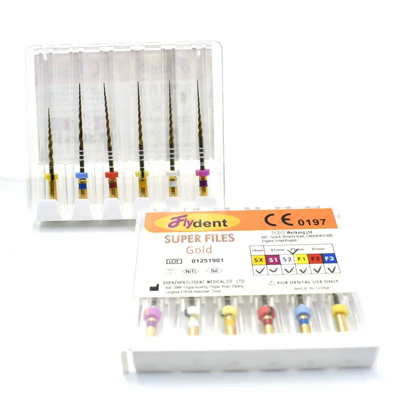Dental Root Canal File Gold Endo Rotary Super Files Golden Endodontic Files 25mm Nickel Titainium Instrument Dentistry endo rotary files,dental pulp files