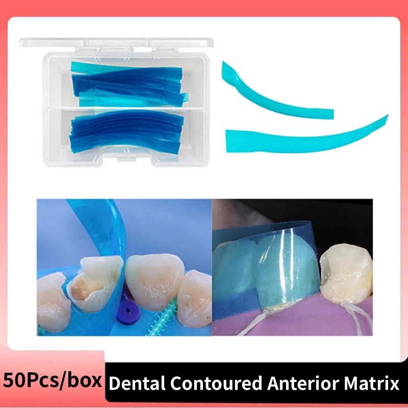 50PcDentalContouredAnteriorMatrixBlueStripResinRestoration
