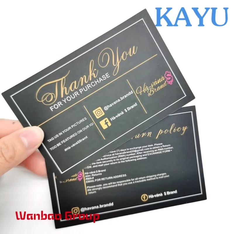 Custom  Wholesale custom logo luxury custom design colorful paper thank you post card with foil logo printed.