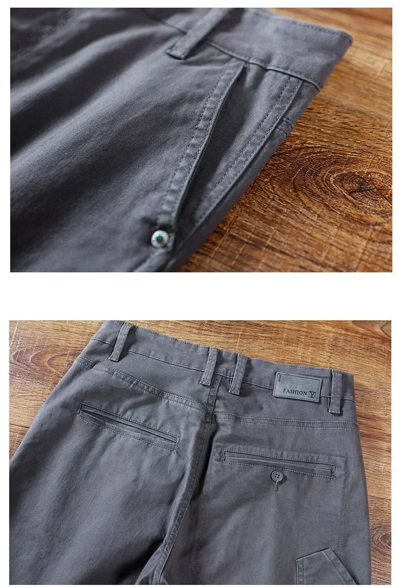 2026 Frühling Herbst Neue Herren 97% Baumwolle Jogging Cargo Lange Hosen Retro Einfarbig Koreanischer Stil Gerade Geschnittene Lockere Freizeithosen für Männer – Detail 11