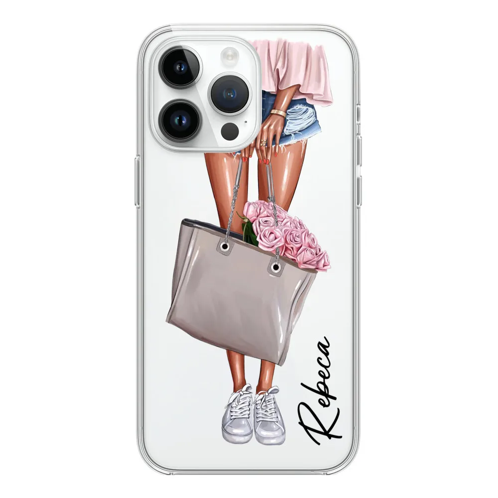 Funda personalizada con nombre para iPhone, carcasa transparente de lujo,  14 Pro Max, 14, 13, 12, 11 Pro Max Fivean unisex