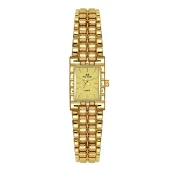 Elegant Retro Small Square Ladies' Watch with High - Quality Gold - Silver Chain (Gold)