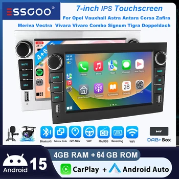 Autoestéreo ESSGOO Android15 7" 4+64 GB para Opel Vauxhall Corsa Astra Antara Vectra Zafira Meriva Vivara Vivaro Combo Signum Tigra Doppeldach CarPlay Navegación GPS FM Bluetooth Doble USB WiFi CANBUS Pantalla Táctil A 1