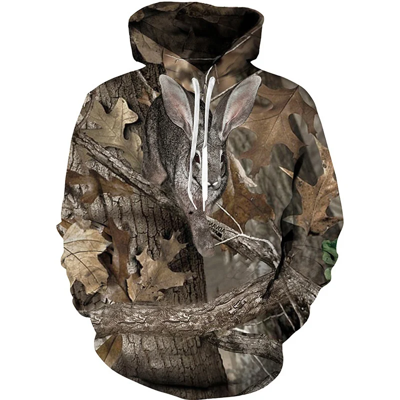 thumbnail image 1 of Sudadera con capucha con estampado 3D de animales, hojas de arce, pino y camuflaje para hombre, sudadera de manga larga fresca para caza, sudadera deportiva para primavera y otoño, 1 of 4