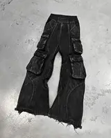 2024 New Gothic Retro Jeans for Men Wide Leg Straight Black Y2k Baggy Jeans Harajuku Hip Hop High Waist Denim Pants Streetwear 1