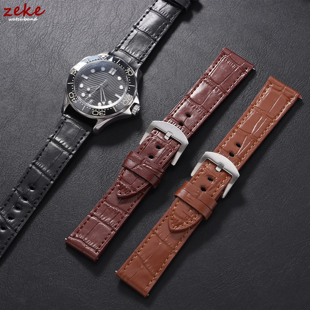Elegant Slub Pattern Genuine Calfskin Leather Watch Strap – Universal Fit Watchband