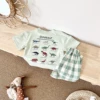 2024 Summer Infant Cotton Short Sleeves+Shorts Children Dinosaur Set Printed Boys Girls Casual Check Newborn Clothing 5