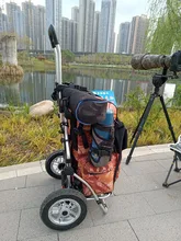  25cm Big Inflatable Wheel Luggage Cart, Folding Portable Outdoor Camera Puller Trailer, Heavy Duty Hand Truck 