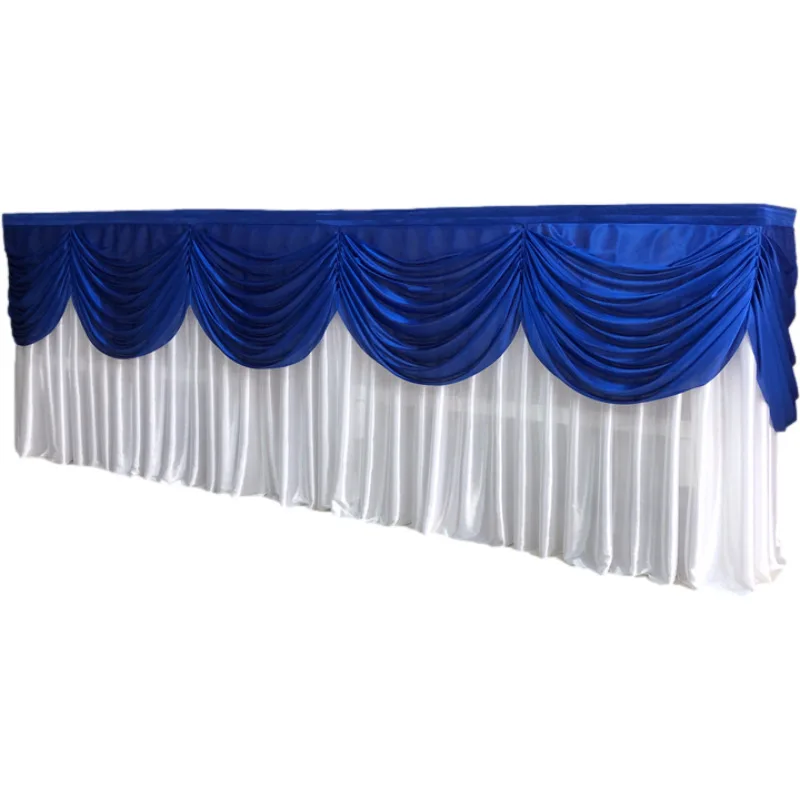 Ice Silk Table Skirt with Drop Curtain, Wedding Decoration, Birthday Party, Festival, Holiday Celebration, Banquet, Hotel,